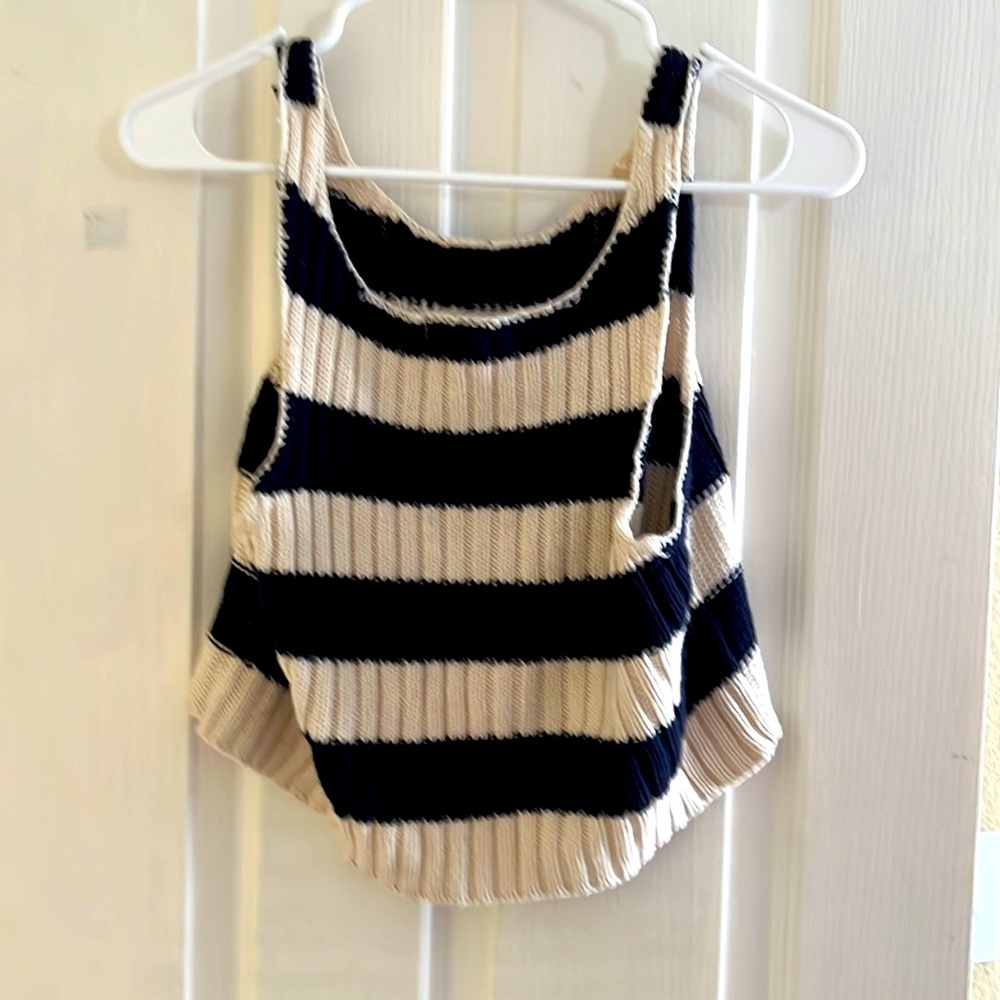 Knitted Blue /White Crop Top
